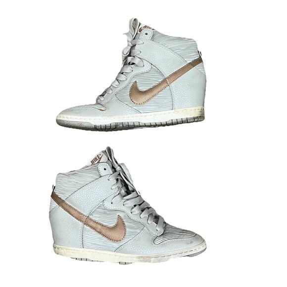 Nike Dunk Sky Hi Hidden Wedge Heel High Light Bone Metallic Red Bronze Shoes 8 - Picture 3 of 8